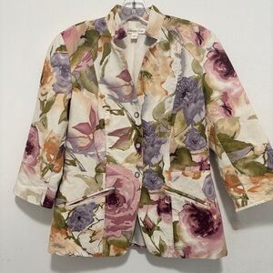 Coldwater Creek Floral Print 3/4 Sleeve Jacket Sz. 8 (5)